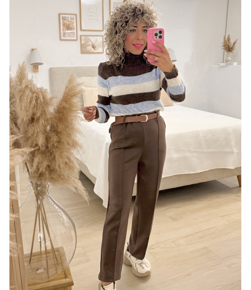 PANTALÓN DEPORTIVO+CINTURÓN CHOCO