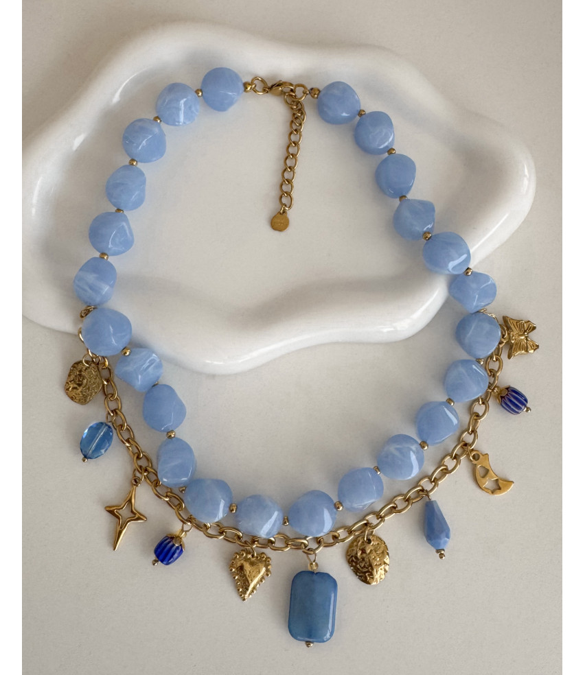 COLLAR DOBLE ABALORIO