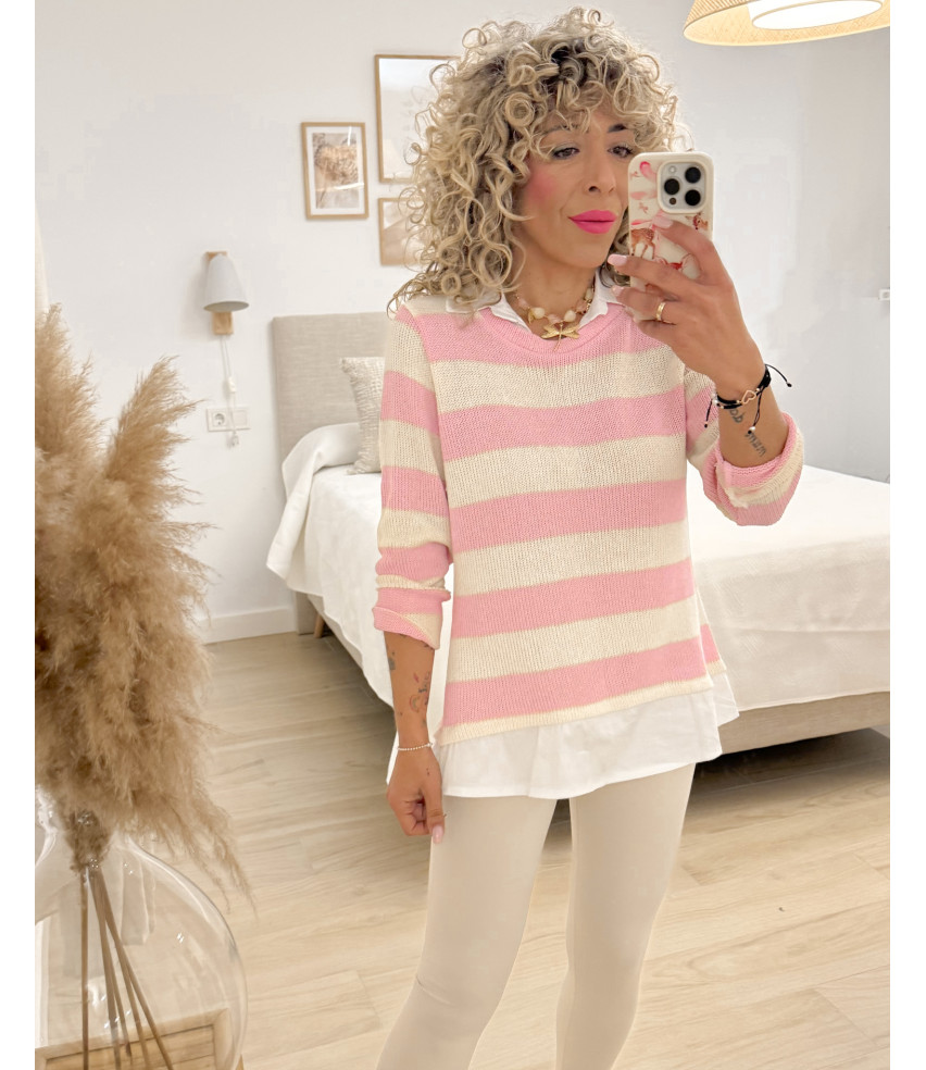 JERSEY HILO+FALSA CAMISA