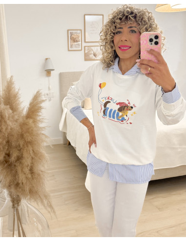 SUDADERA LUCKY BLANCA