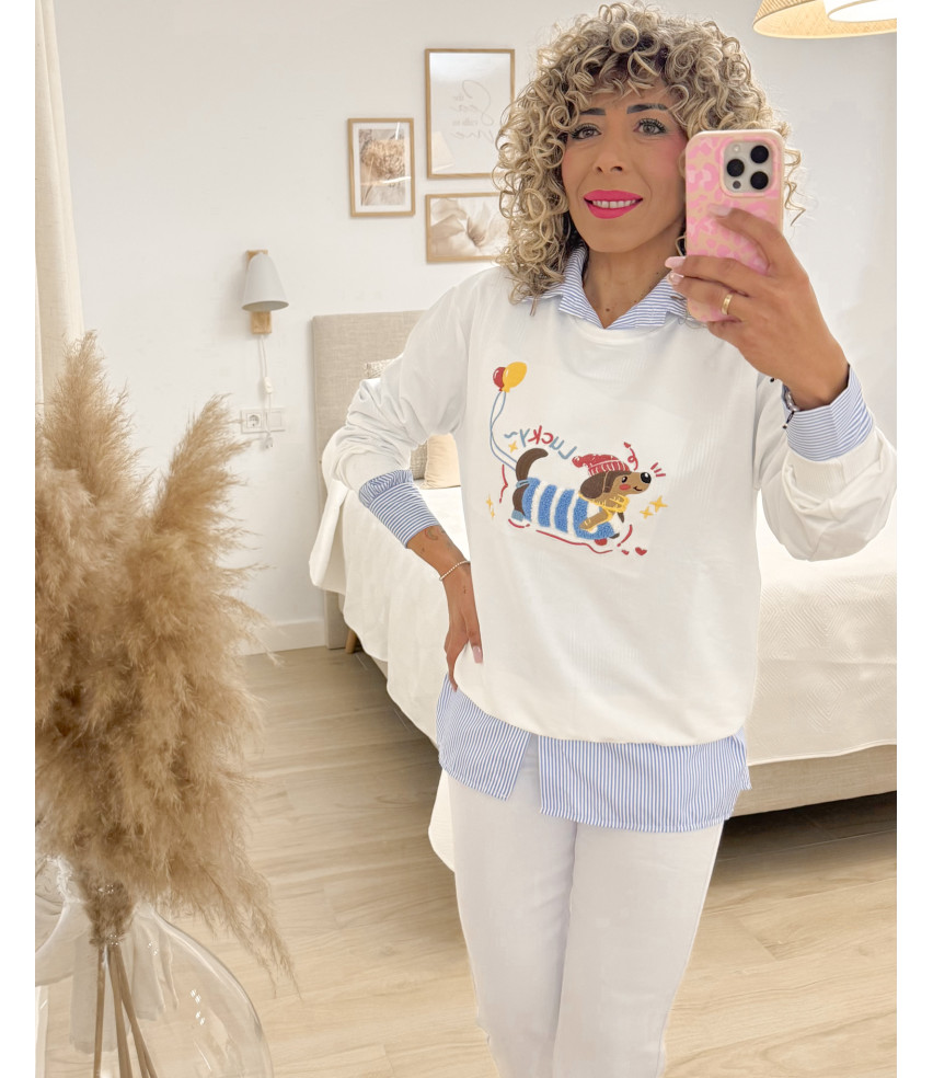 SUDADERA LUCKY BLANCA