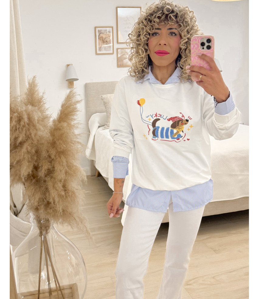 SUDADERA LUCKY BLANCA