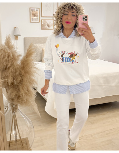 SUDADERA LUCKY BLANCA