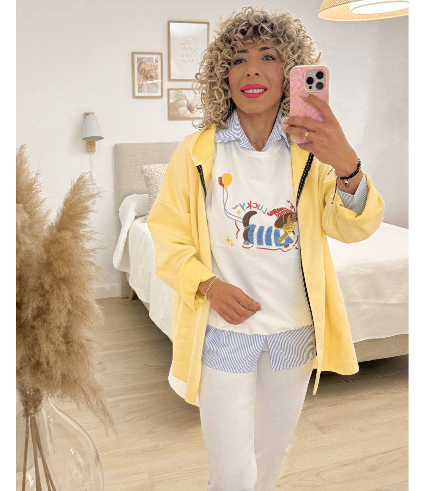 SUDADERA LUCKY BLANCA