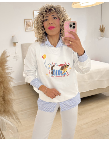 SUDADERA LUCKY BLANCA