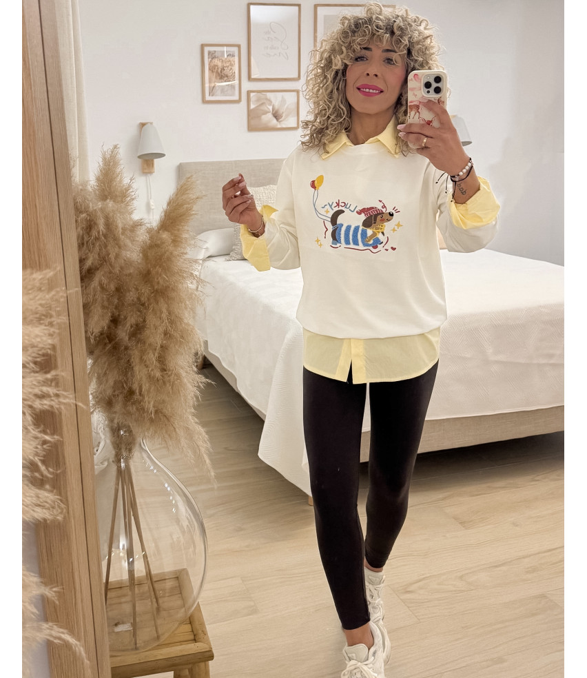 SUDADERA LUCKY BLANCA