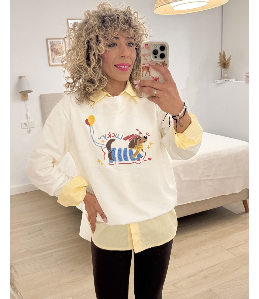 SUDADERA LUCKY BLANCA