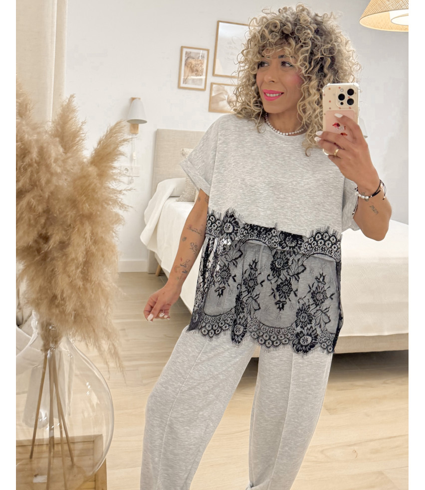 CAMISETA COMBINADA ENCAJE