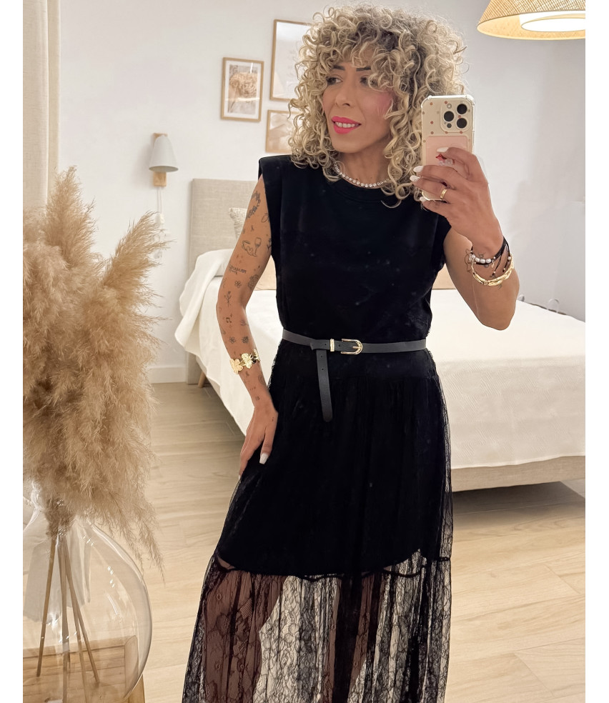 VESTIDO COMBINADO CON ENCAJE