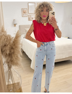 VAQUERO CEREZA BORDADA 2