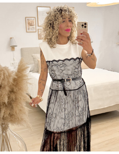 VESTIDO COMBINADO ENCAJE