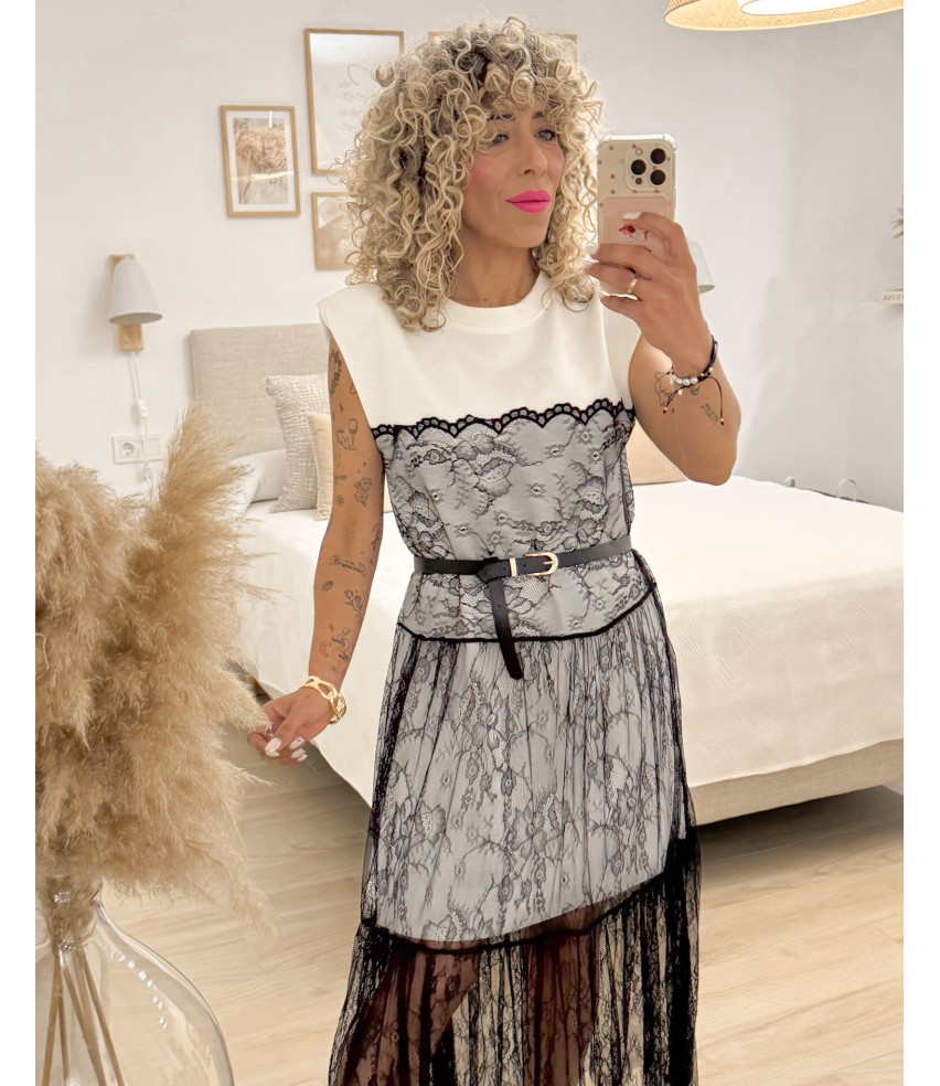 VESTIDO COMBINADO ENCAJE