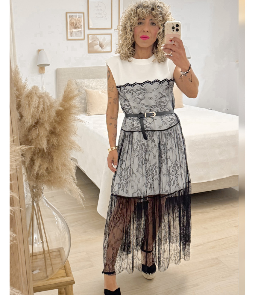 VESTIDO COMBINADO ENCAJE