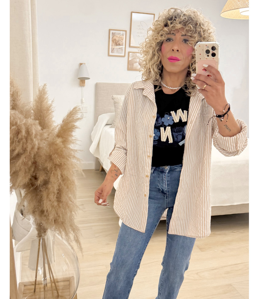 CAMISETA LETRAS JEANS