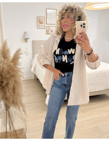 CAMISETA LETRAS JEANS