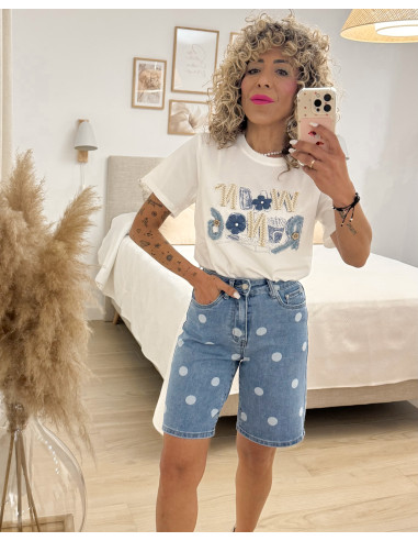 CAMISETA LETRAS JEANS