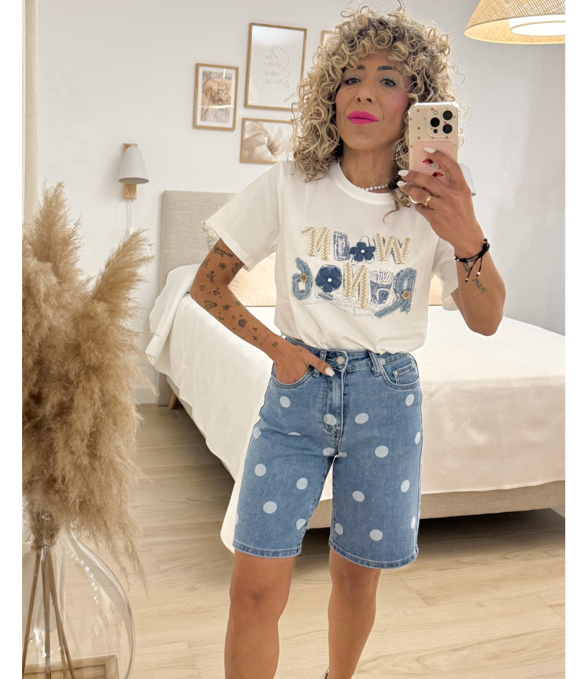 CAMISETA LETRAS JEANS