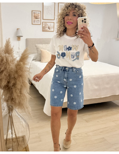 CAMISETA LETRAS JEANS