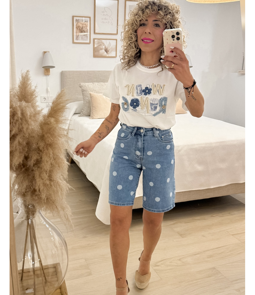 CAMISETA LETRAS JEANS