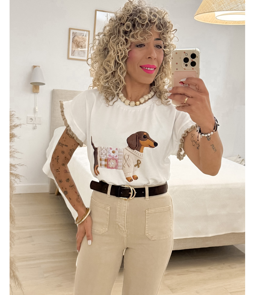 CAMISETA PERRITO CAMEL