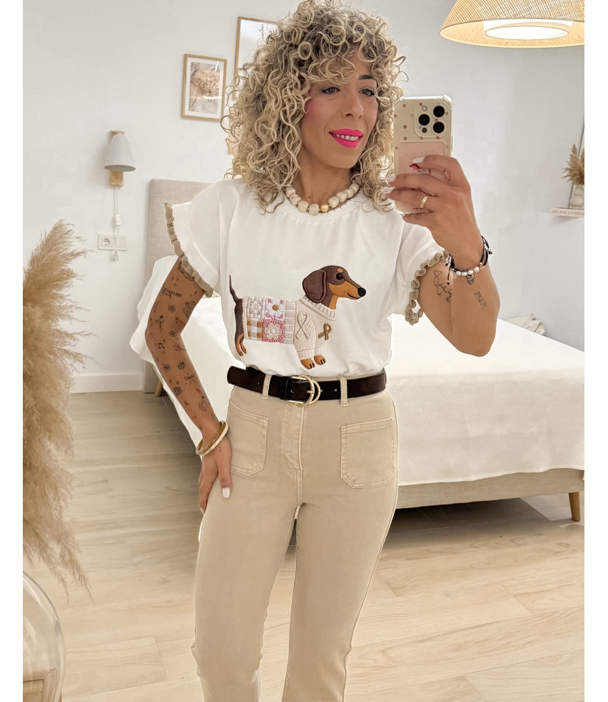 CAMISETA PERRITO CAMEL