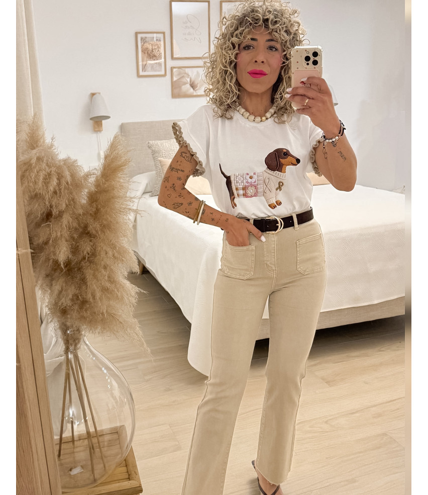 CAMISETA PERRITO CAMEL