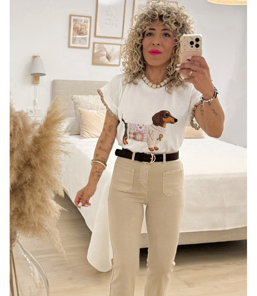 CAMISETA PERRITO CAMEL