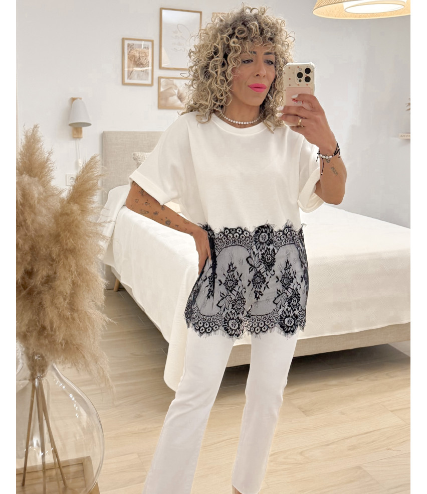 CAMISETA COMBINADA ENCAJE