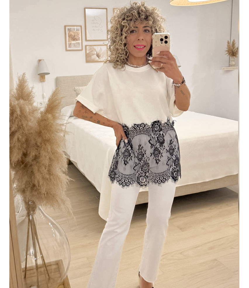 CAMISETA COMBINADA ENCAJE