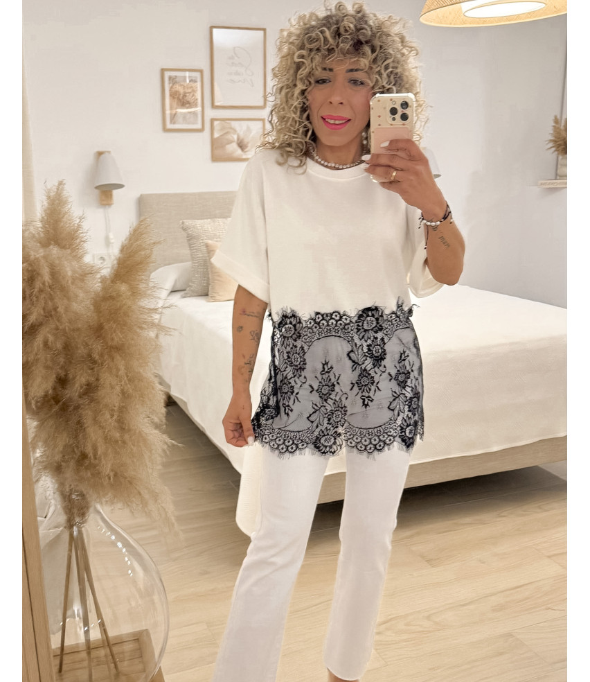 CAMISETA COMBINADA ENCAJE