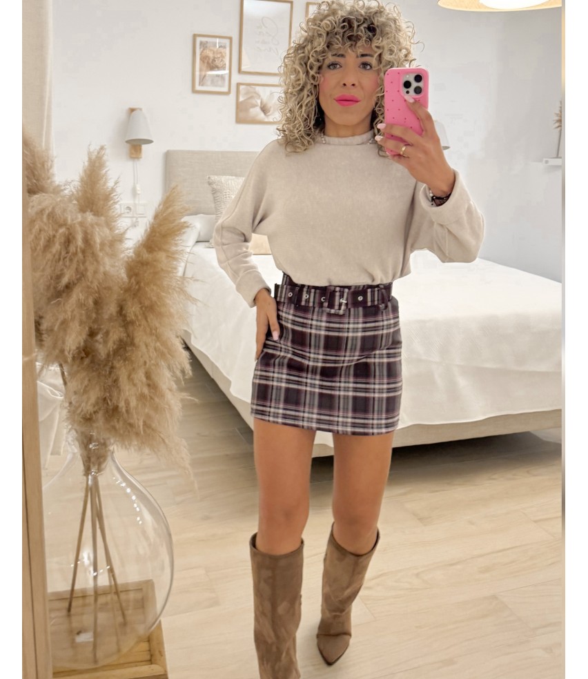 FALDA/SHORT CUADRO MARRÓN