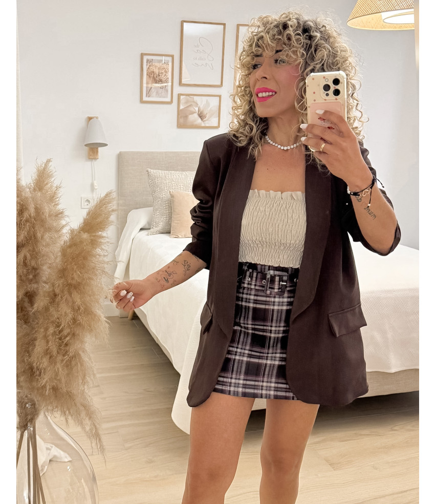 FALDA/SHORT CUADRO MARRÓN