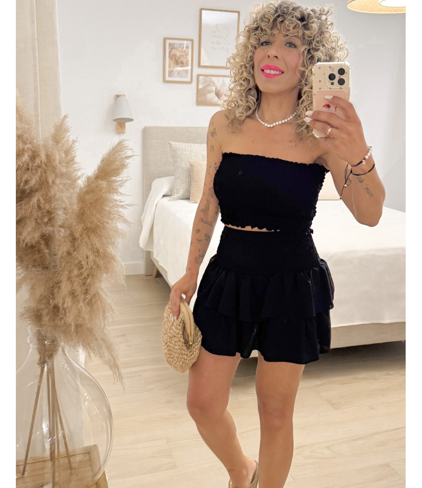 CONJUNTO FRUNCIDO NEGRO