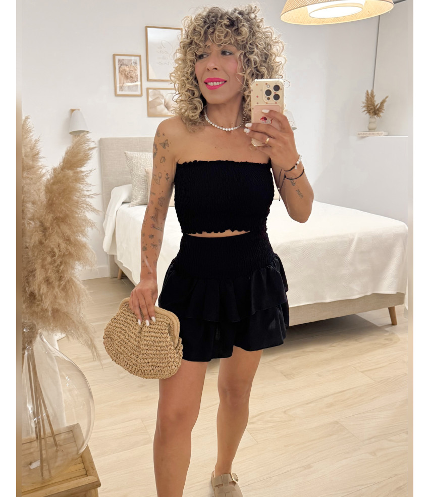 CONJUNTO FRUNCIDO NEGRO