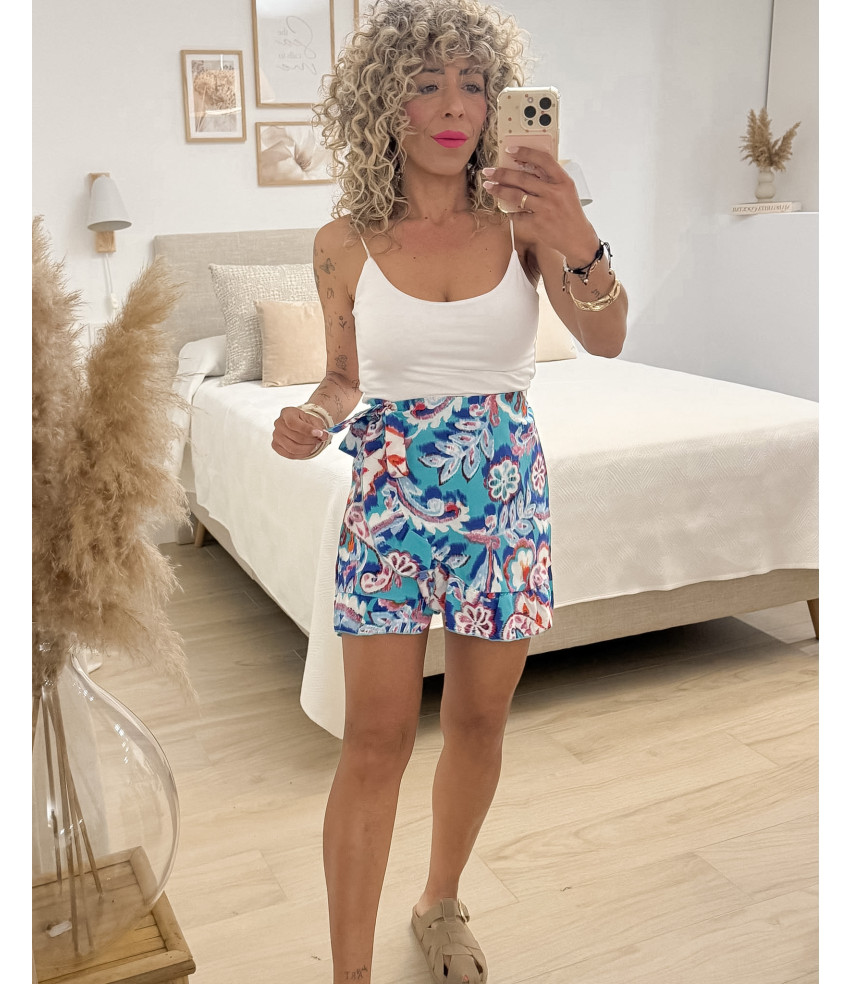 SHORT FALDA PAREO AZUL