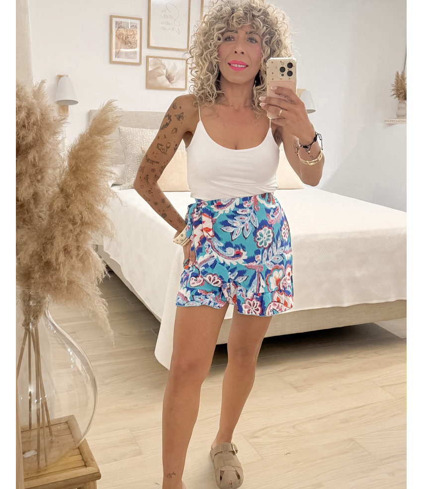 SHORT FALDA PAREO AZUL