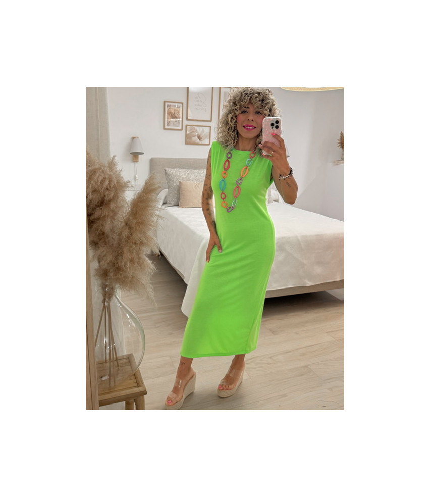 VESTIDO HOMBRERA FLÚOR
