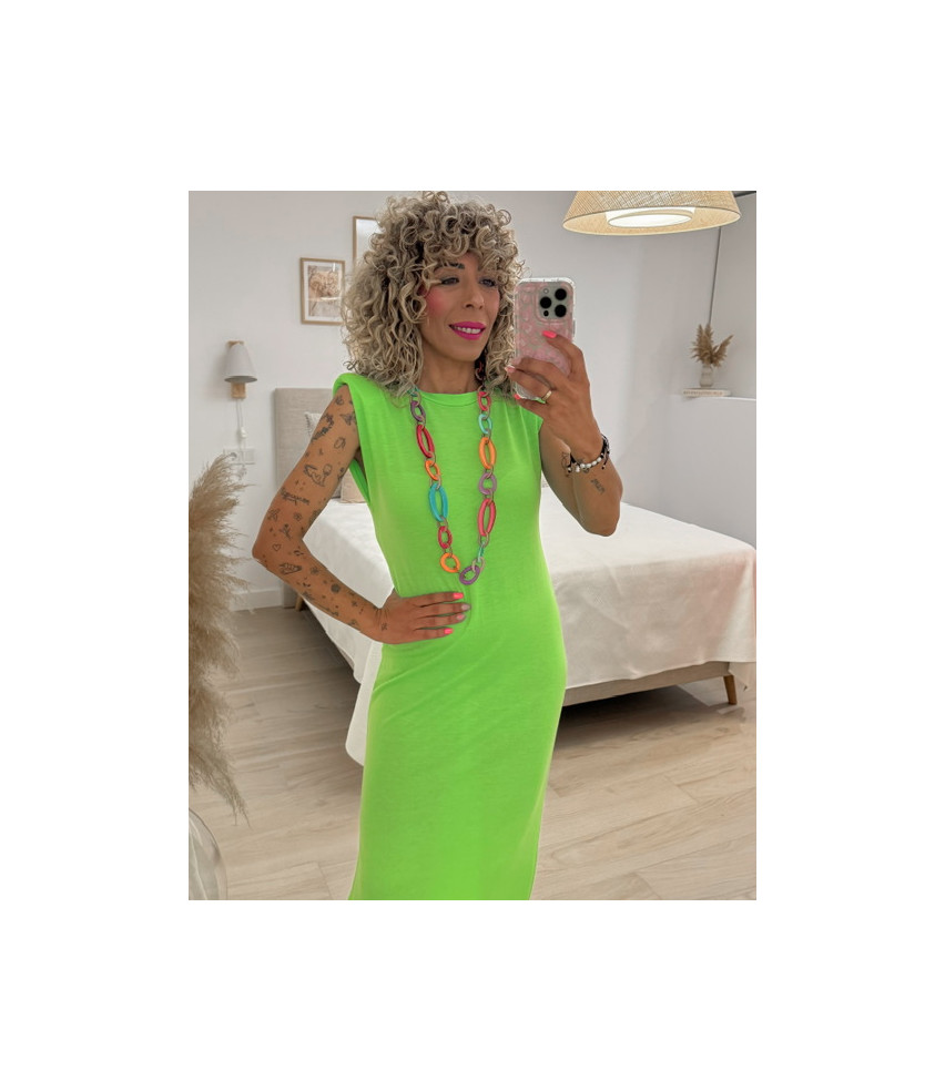 VESTIDO HOMBRERA FLÚOR