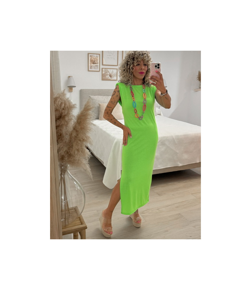 VESTIDO HOMBRERA FLÚOR