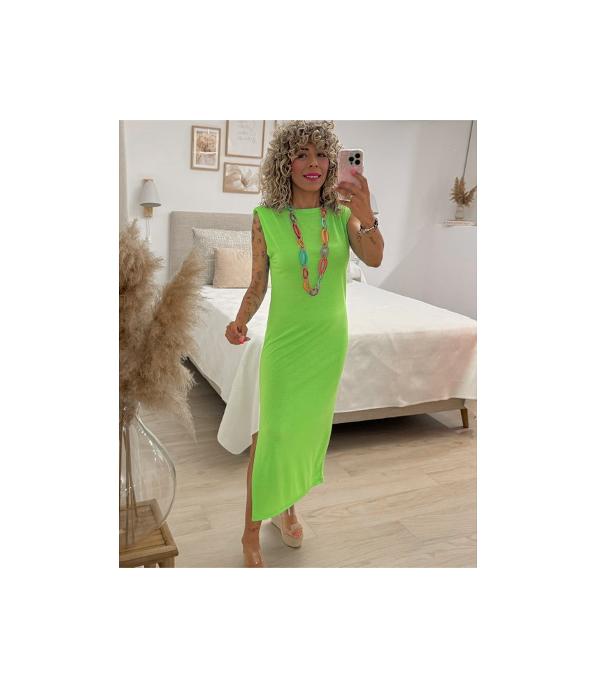 VESTIDO HOMBRERA FLÚOR