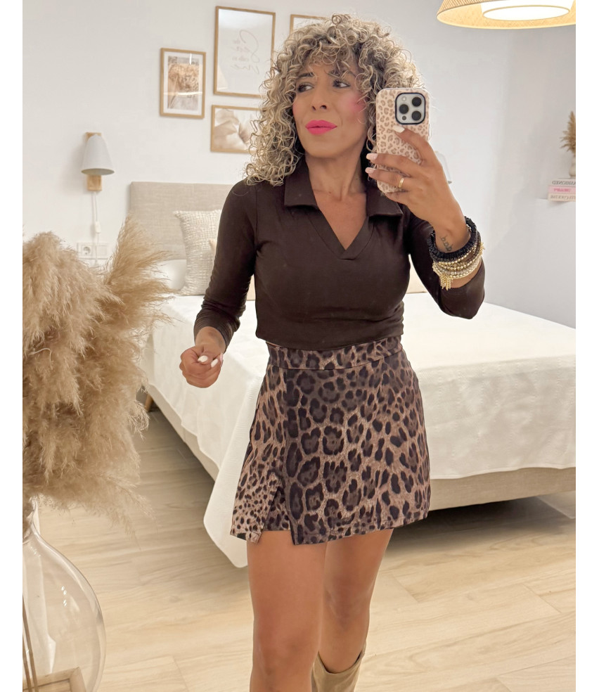 FALDA PANTALÓN PRINT MARRÓN