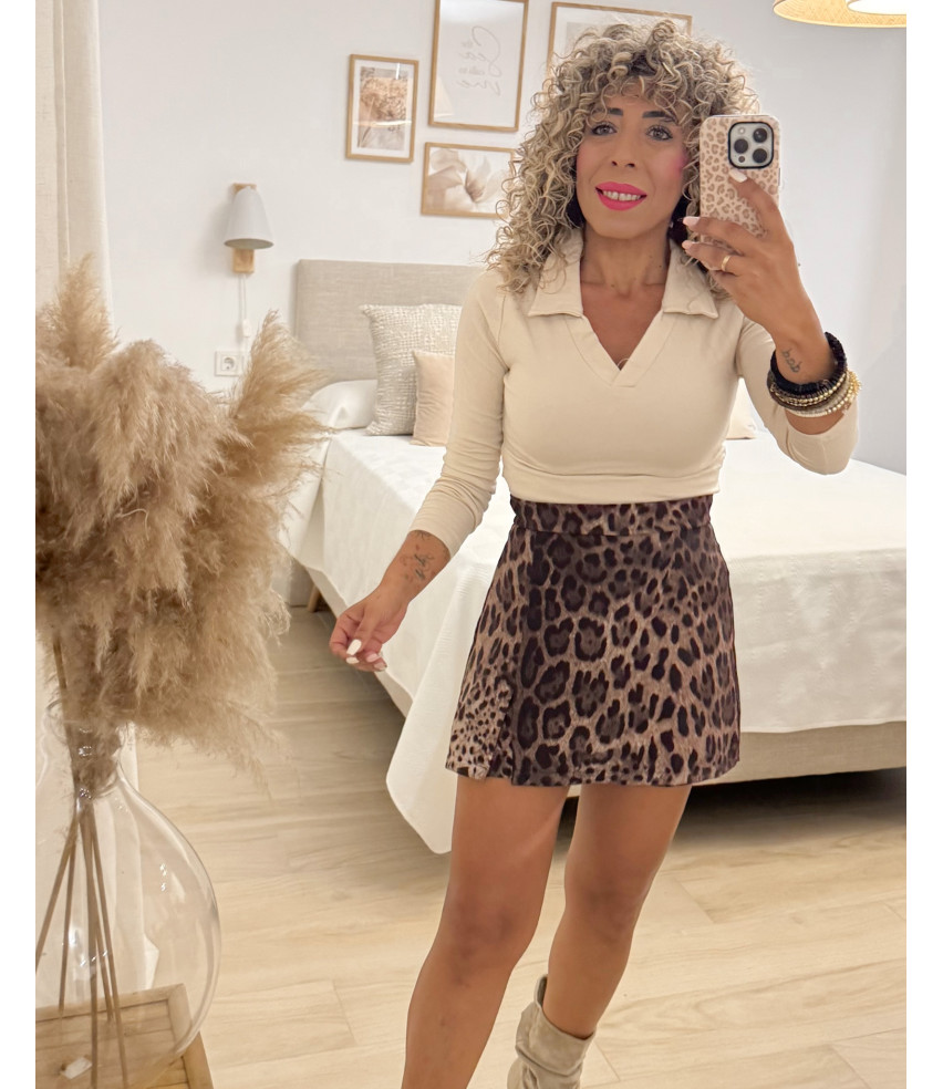 FALDA PANTALÓN PRINT MARRÓN