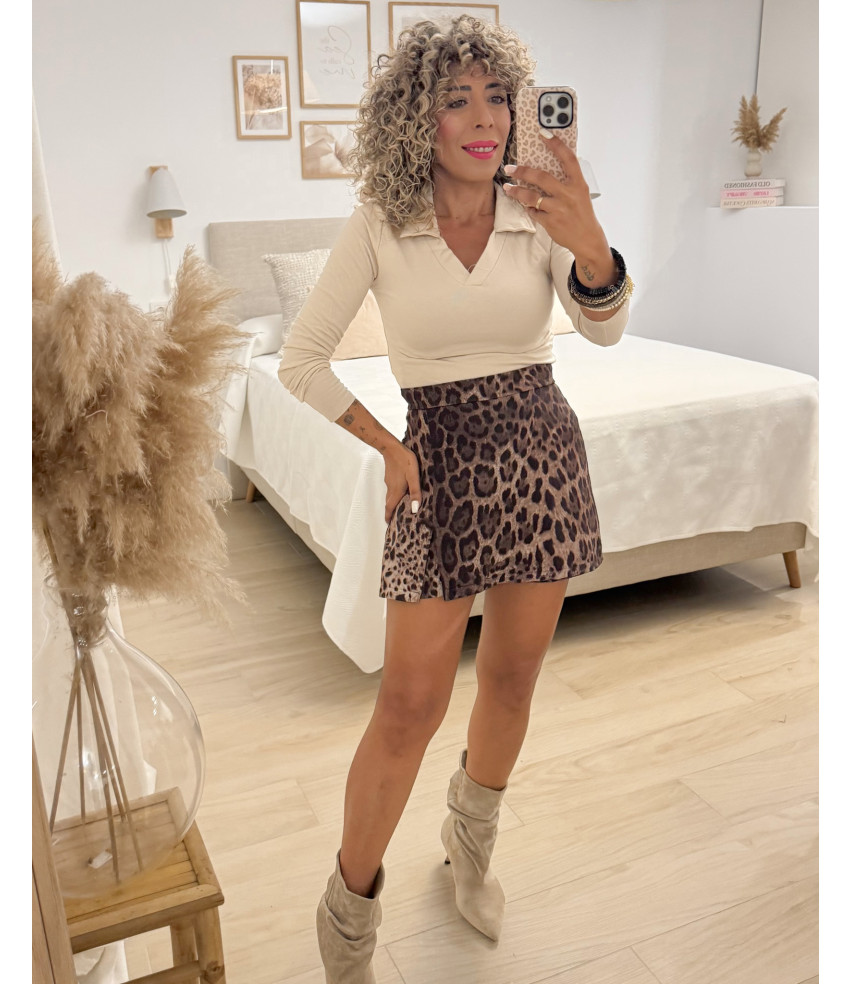 FALDA PANTALÓN PRINT MARRÓN